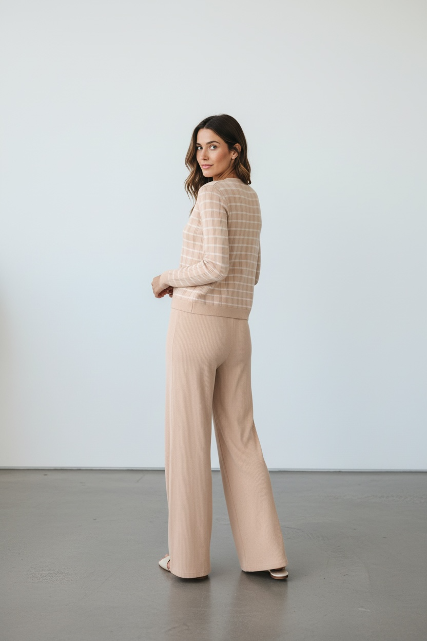 Sonia Soft Taupe Knit Cardigan Set