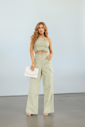 Sara Sage Utility Halter Crop Top & Cargo Pant Set