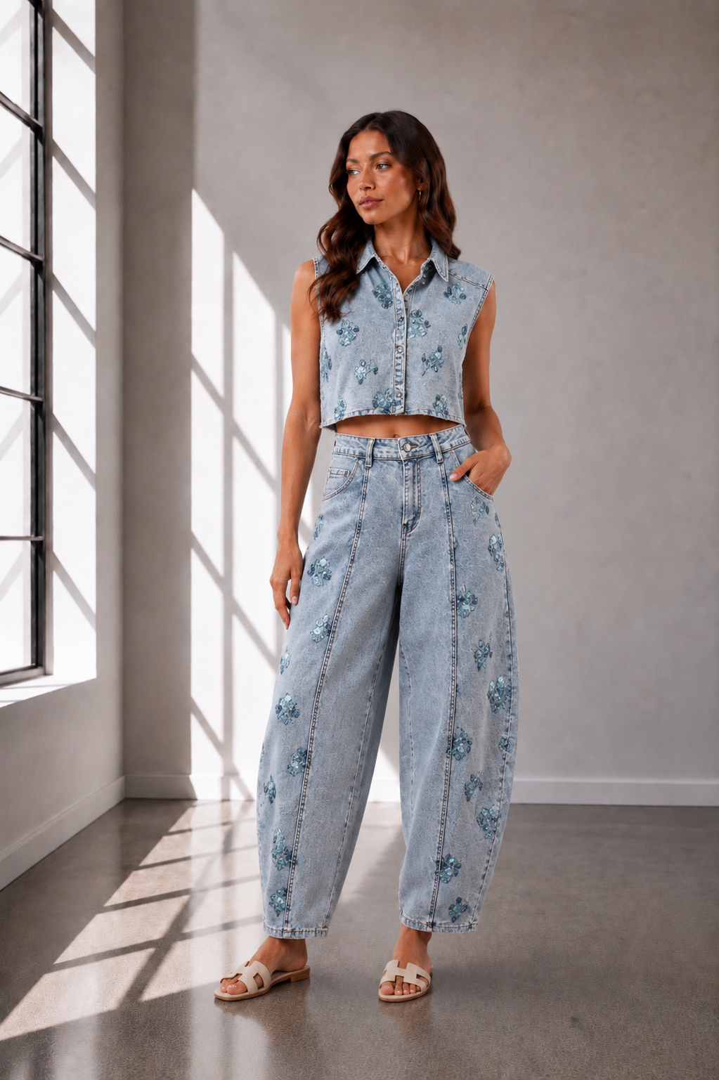 Daisy Denim Barrel Set