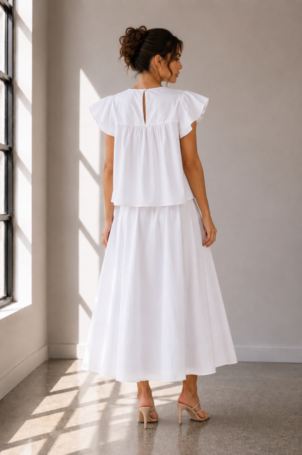 Soledad Coastal Breeze White Maxi Skirt Set