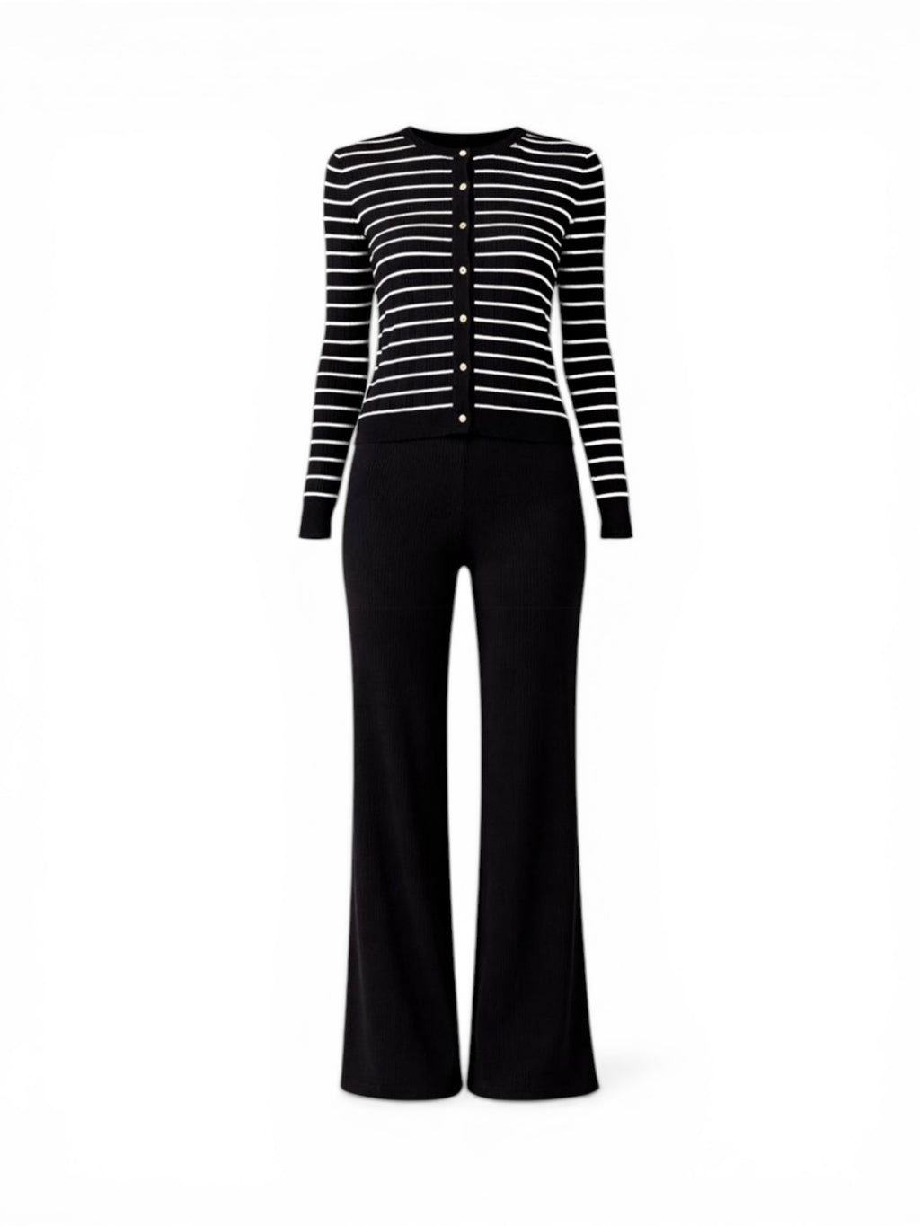 Luna Black & White Striped Knit two piece set