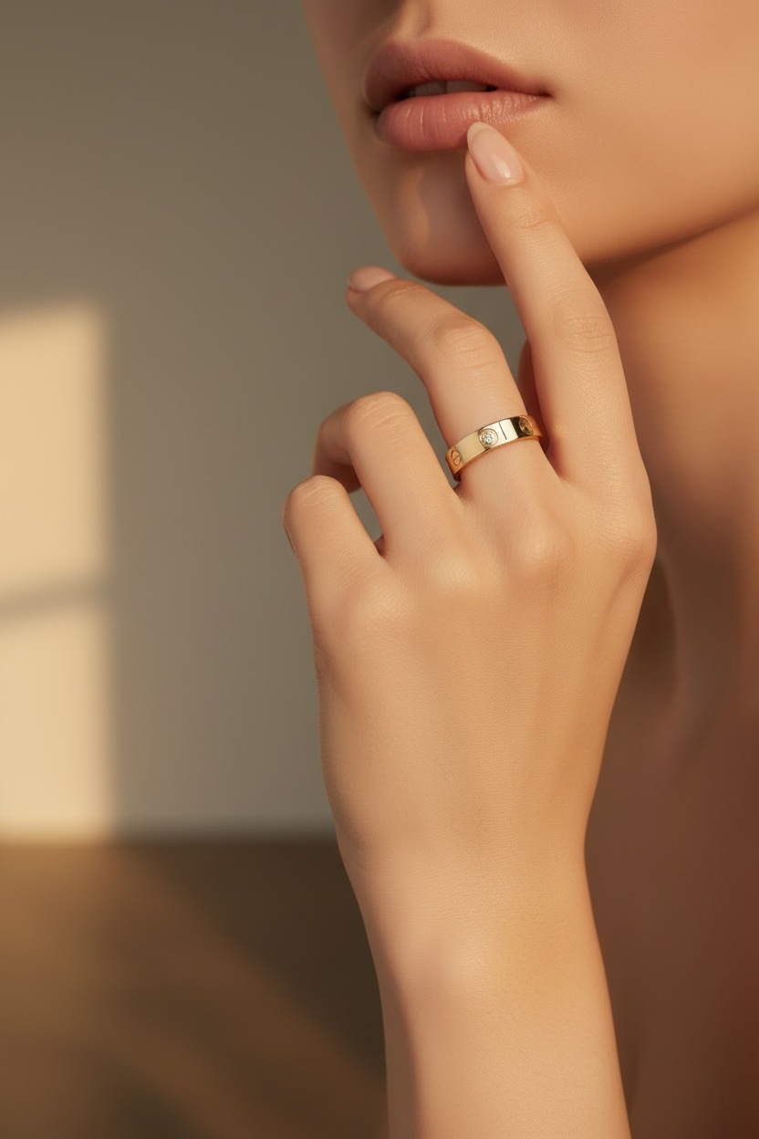 Luxe Minimal One-Stone Gold Tone Ring