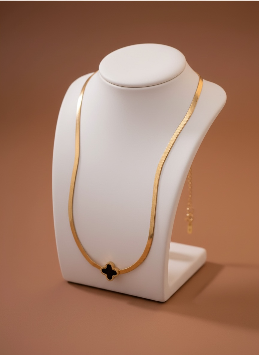 Gold Plated Stainless Steel Clover Snake Chain Necklace