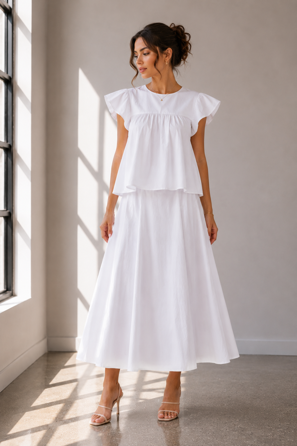 Soledad Coastal Breeze White Maxi Skirt Set