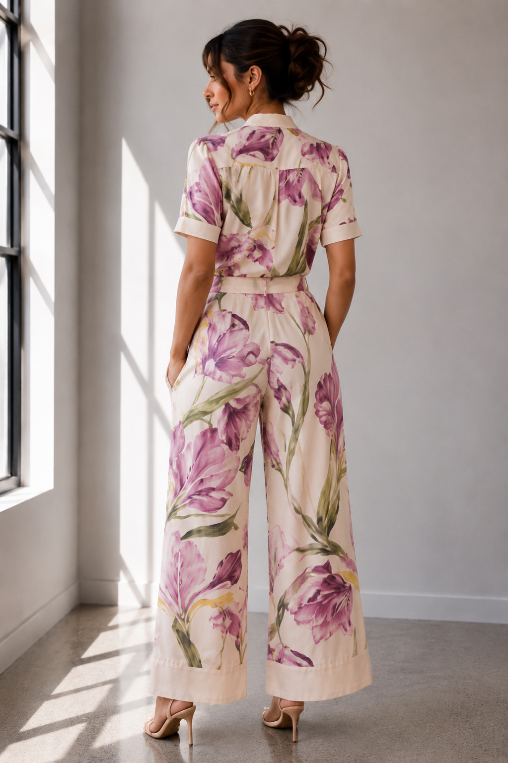 Blush Bloom Floral Two Piece Wide Leg Set