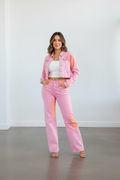 Blush Sunset Denim Jacket & Pant Set