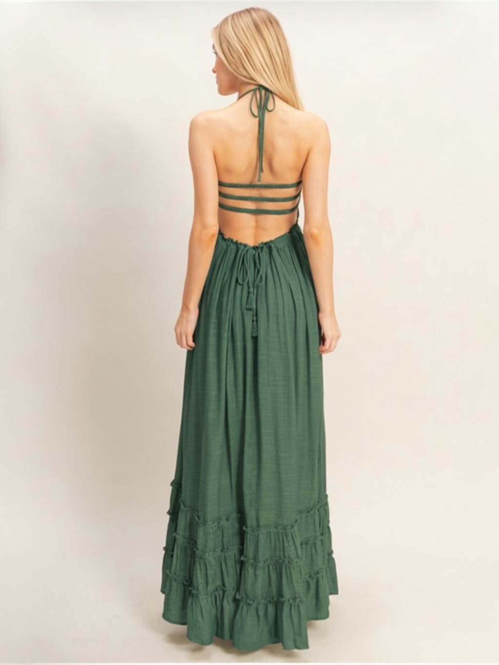Una Emerald Breeze Smocked Maxi Dress