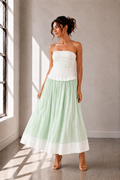 Mint to Be Midi Strapless Dress in mint green