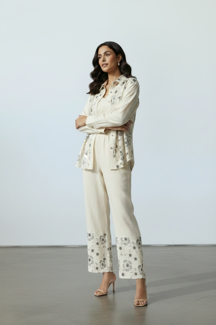 Ivory Bloom Cotton Two-Piece Set