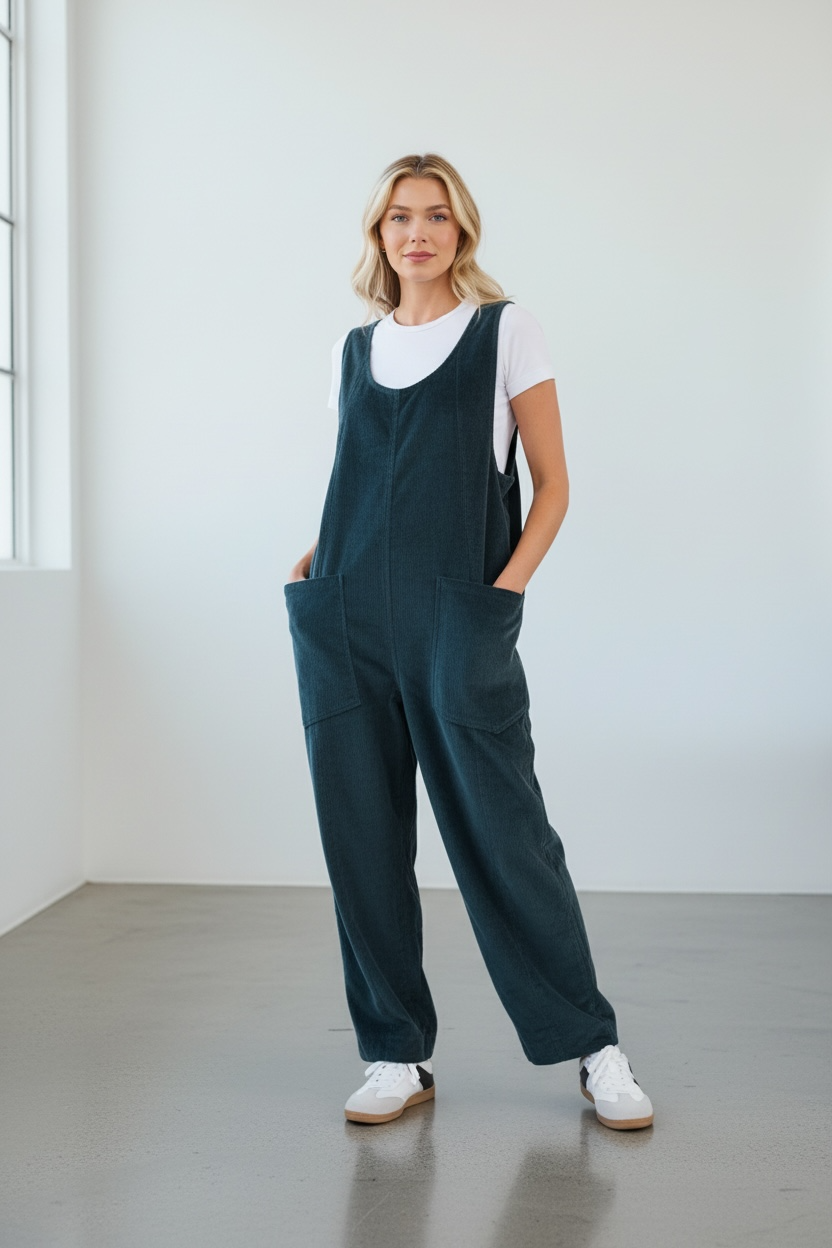 Corduroy Ease Wide-Leg Jumpsuit