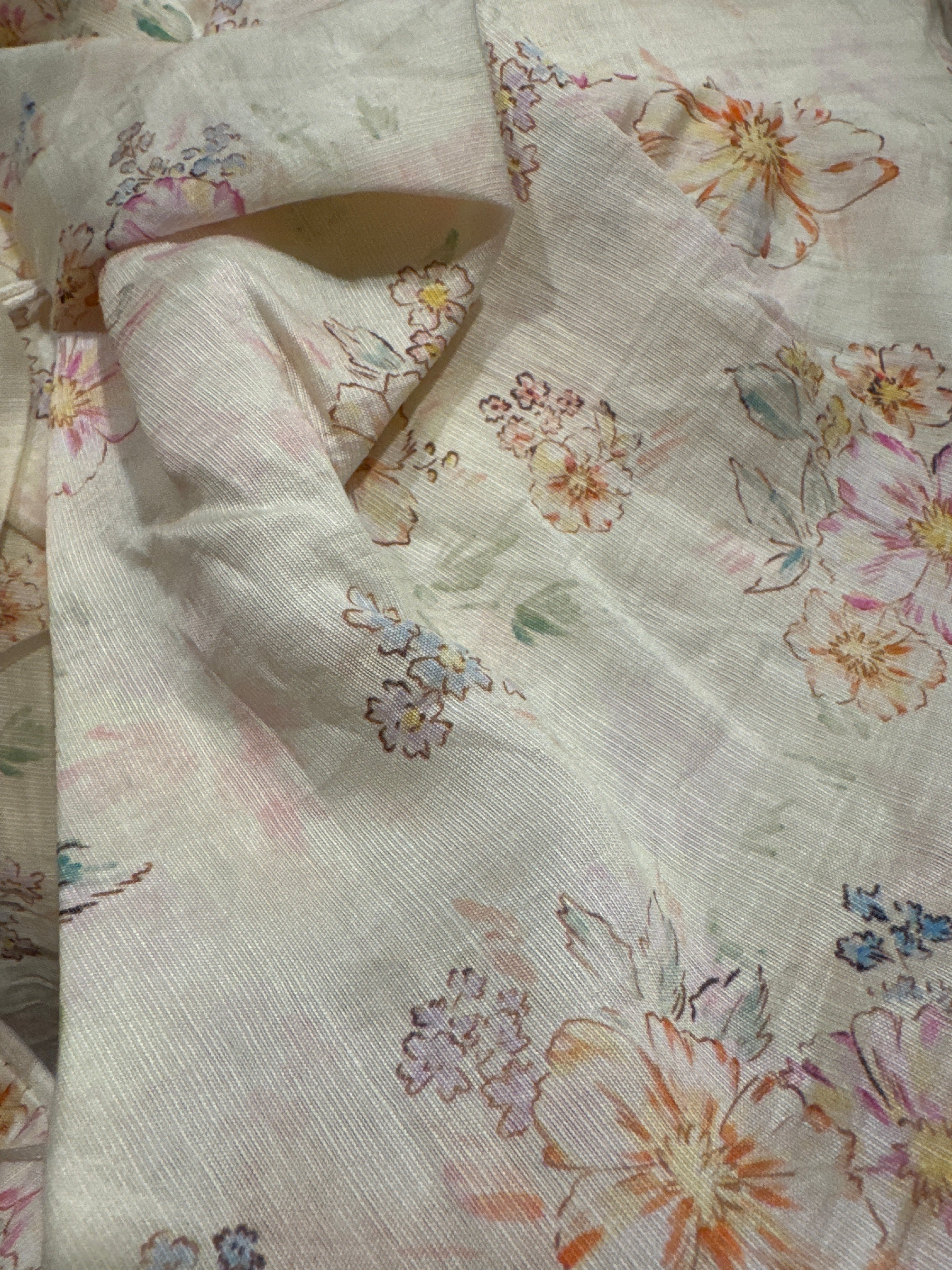 Cream Meadow Floral Wide Leg Two Piece Set