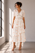 Peach Blossom Tiered Midi Dress