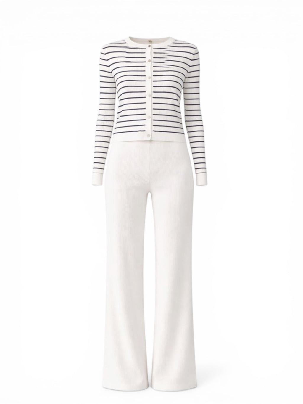 Sophie White Knit Wide-Leg Pants cardigan set