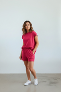 Effortless Lounge Two-Piece Set – Cap Sleeve Top & Drawstring Shorts