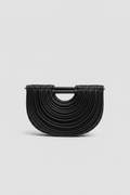 Black Curved Frame Vegan Leather Shoulder Bag