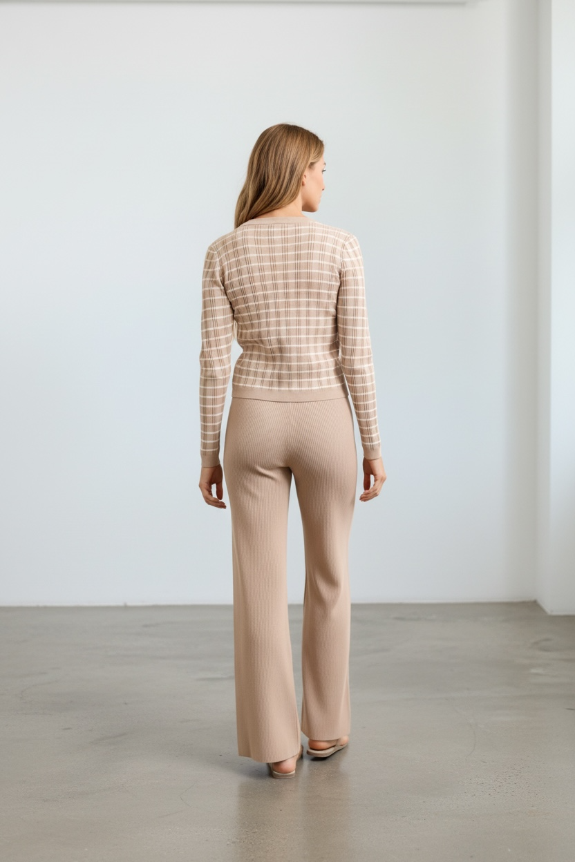 Sonia Soft Taupe Knit Cardigan Set