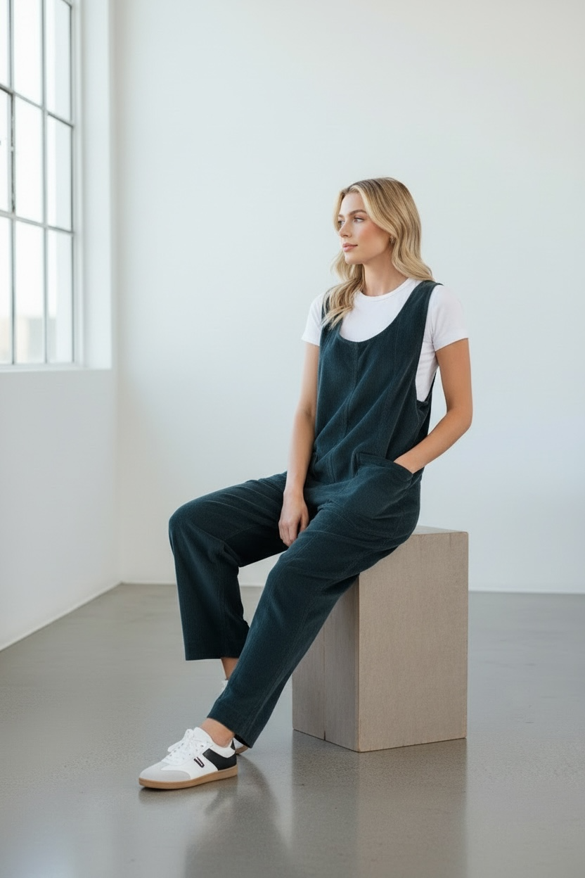 Corduroy Ease Wide-Leg Jumpsuit