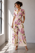 Blush Bloom Floral Two Piece Wide Leg Set