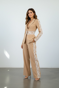 Donna Luxe Lace Panel Tailored Blazer & Pant Set