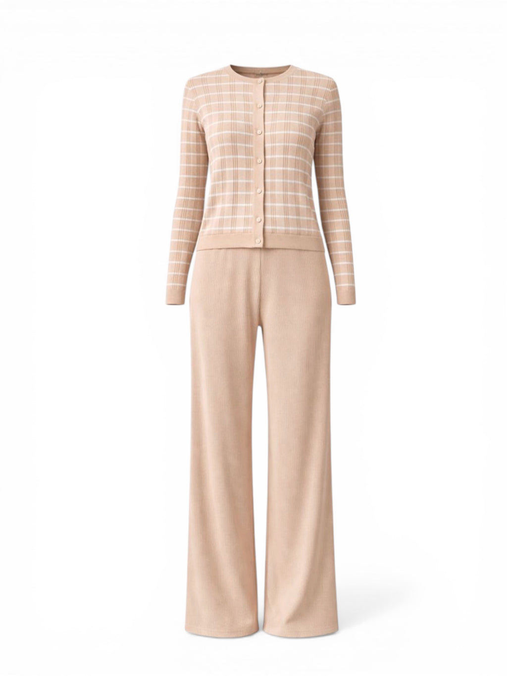 Sonia Soft Taupe Knit Cardigan Set