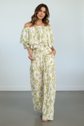 Sage Breeze Off-Shoulder Wide Leg Set