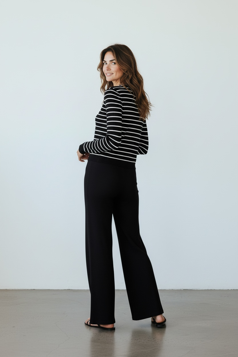 Luna Black & White Striped Knit two piece set