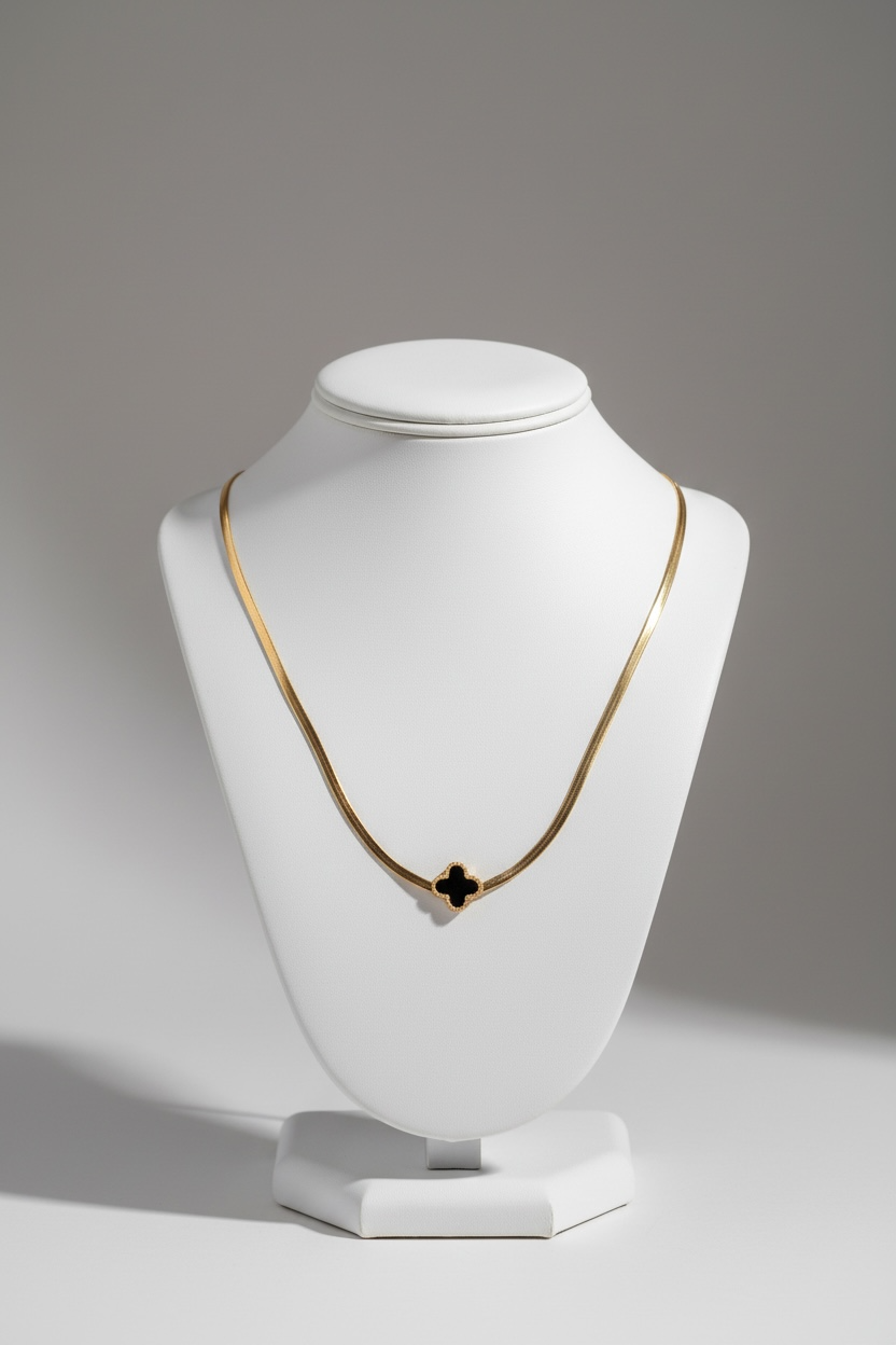 Gold Plated Stainless Steel Clover Snake Chain Necklace