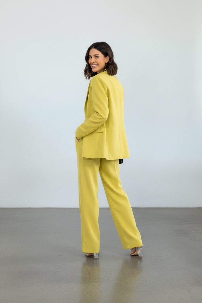 Lime Luxe Linen Blend Oversized Suit Set