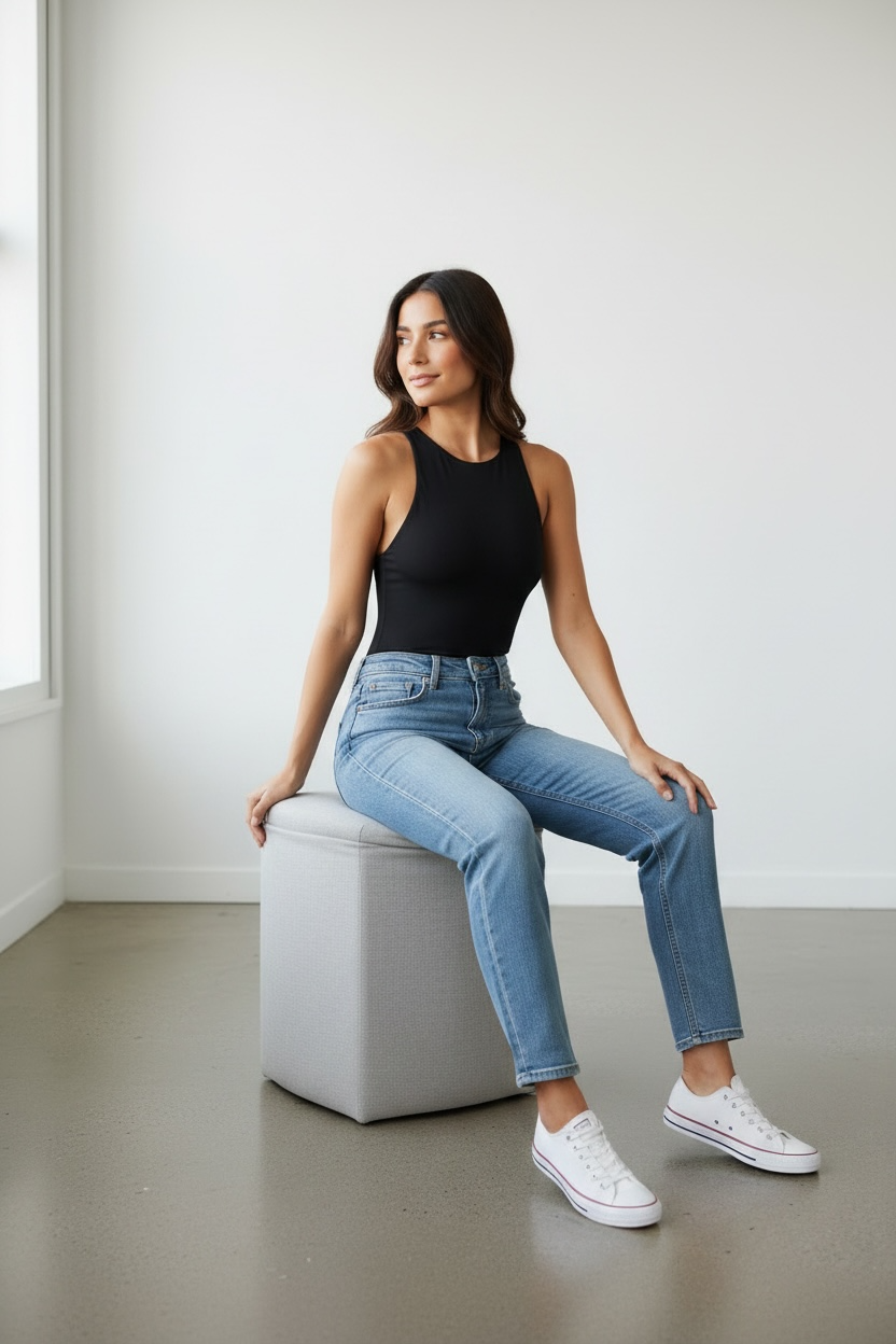 Contour Sculpt Double Layered Sleeveless Bodysuit – Black