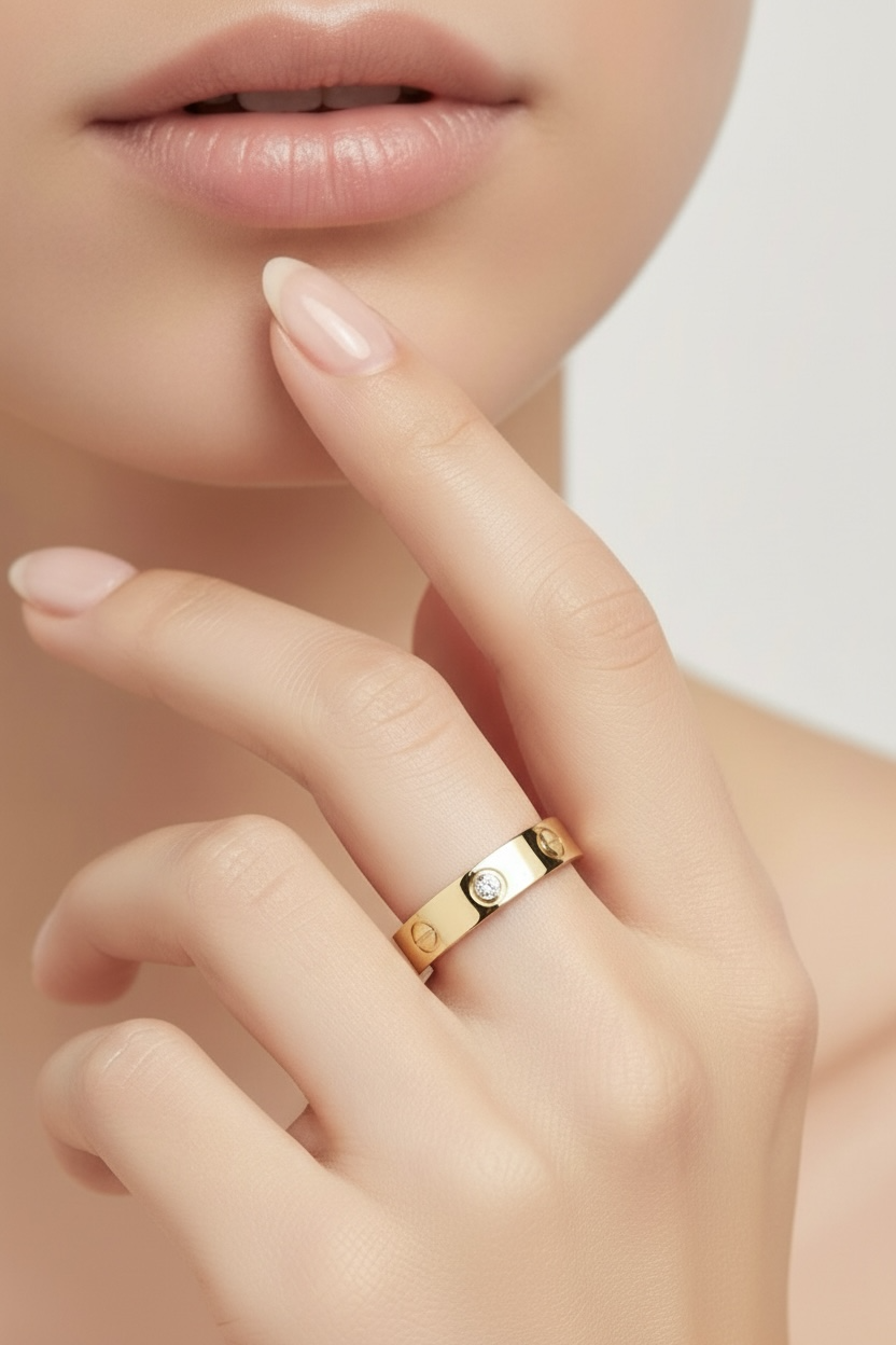 Luxe Minimal One-Stone Gold Tone Ring