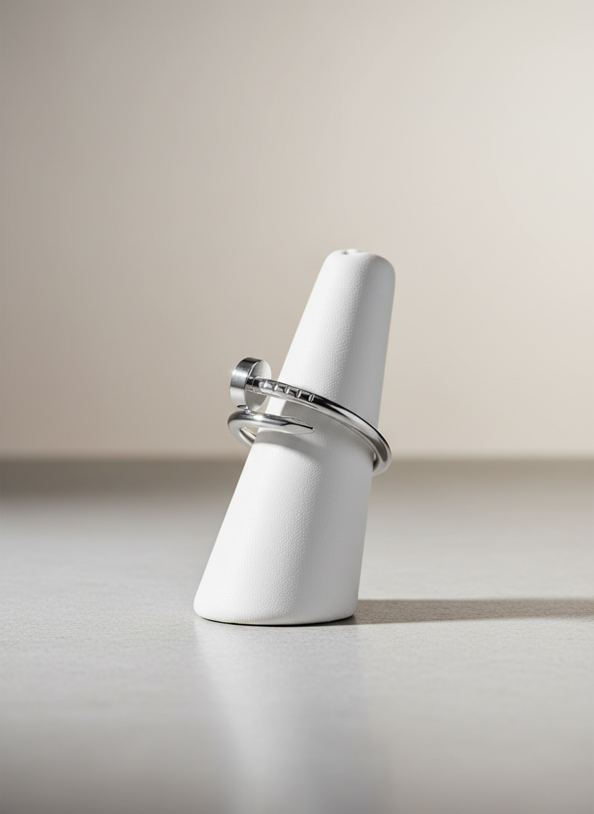 Modern Nail Wrap Gold Plated Ring in Silver Tone