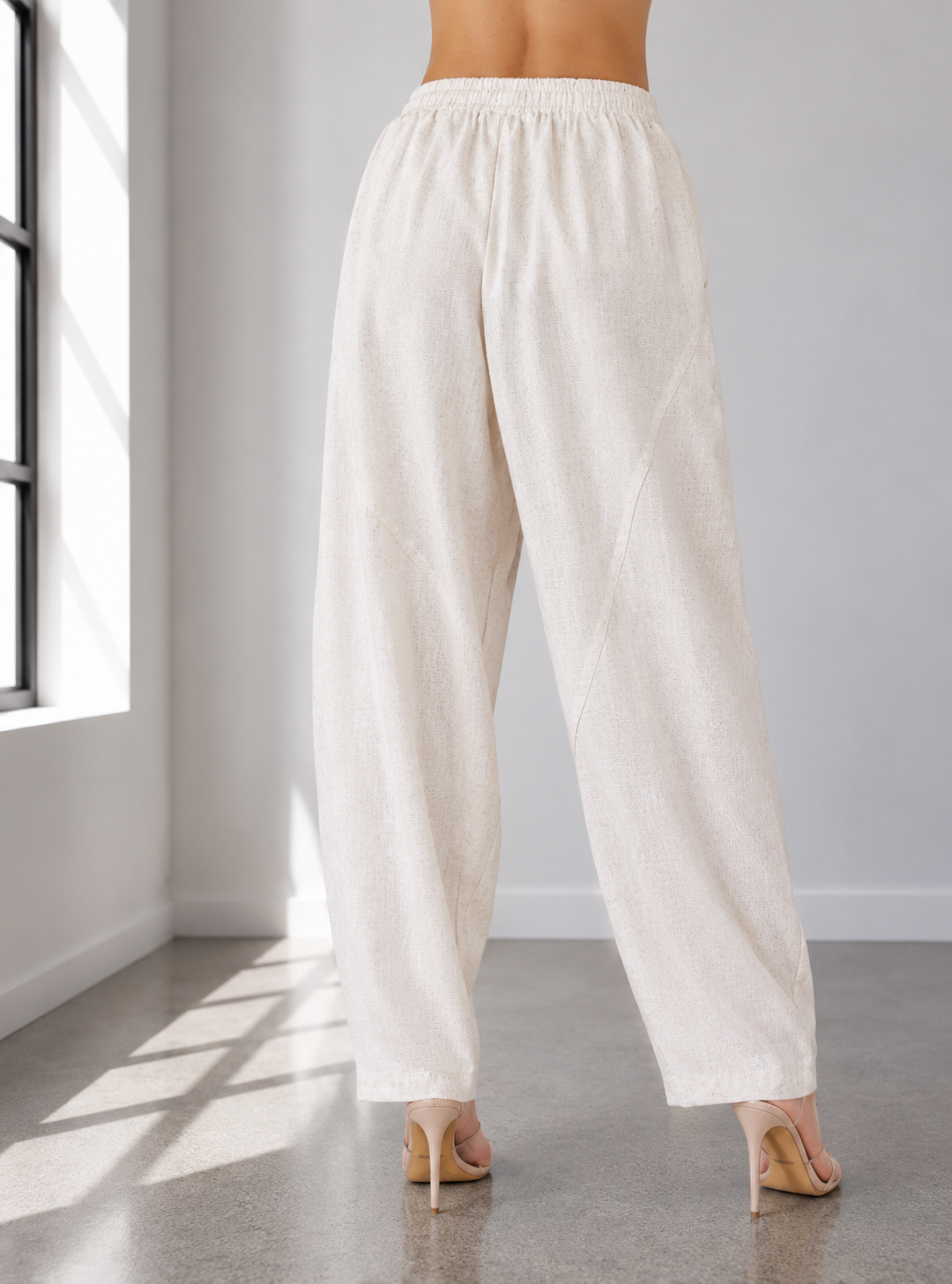 Oatmeal Linen Blend Wide Leg Pants