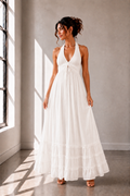 Luna Grace Halter Maxi Dress in white