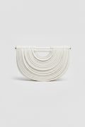 White Curved Frame Vegan Leather Shoulder Bag