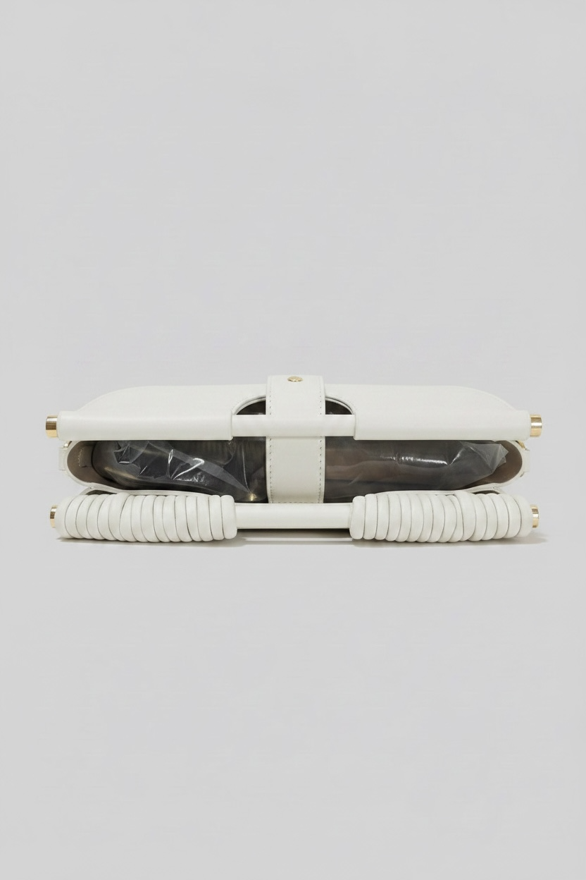 White Curved Frame Vegan Leather Shoulder Bag