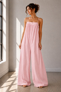 Blush Breeze Cotton Wide-Leg Jumpsuit