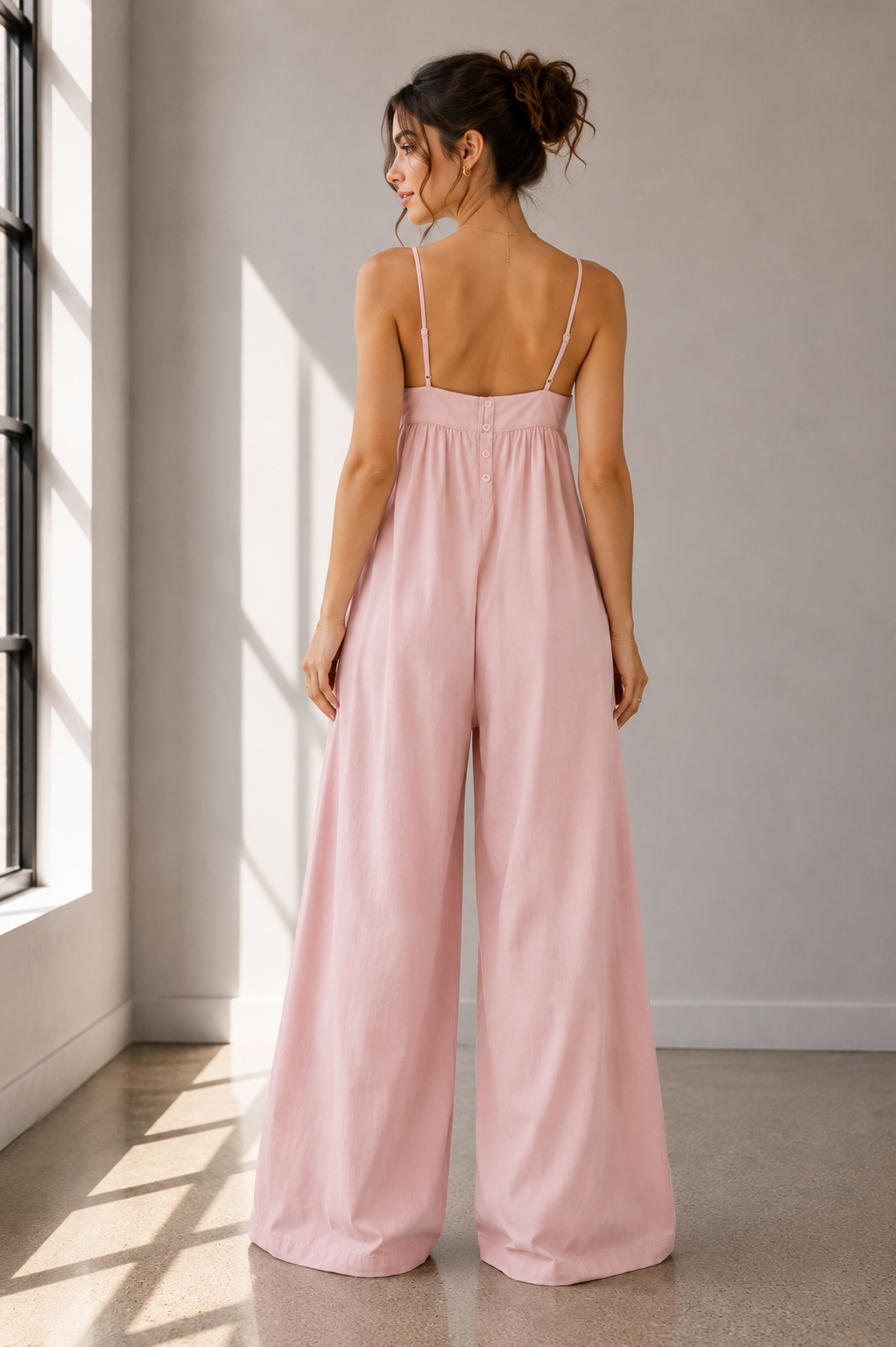 Blush Breeze Cotton Wide-Leg Jumpsuit