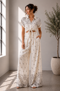 Boho Breeze Printed Tie Front Two Piece Set