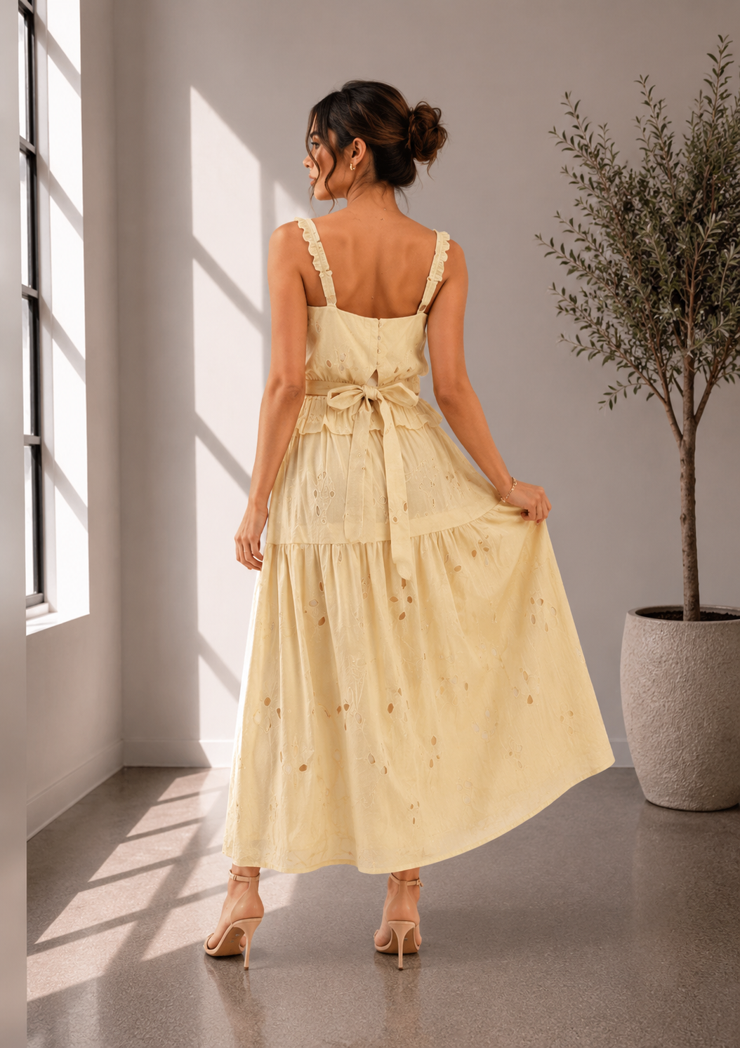 Sunlit Bloom Eyelet Maxi Skirt Set