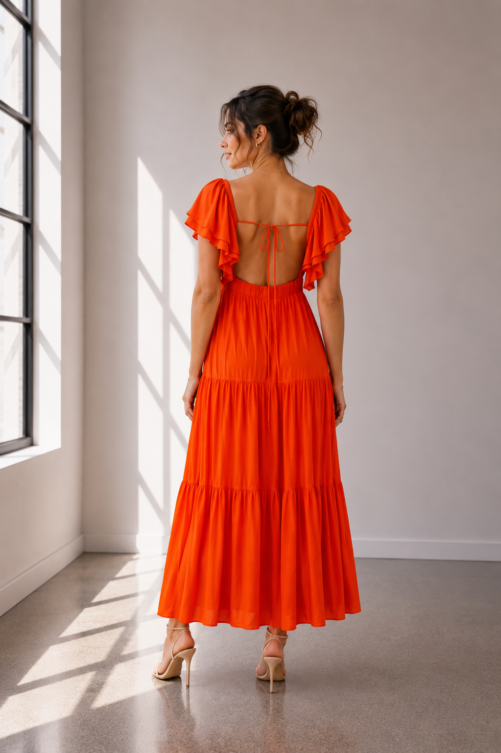 Sunset Romance Open-Back Maxi Dress