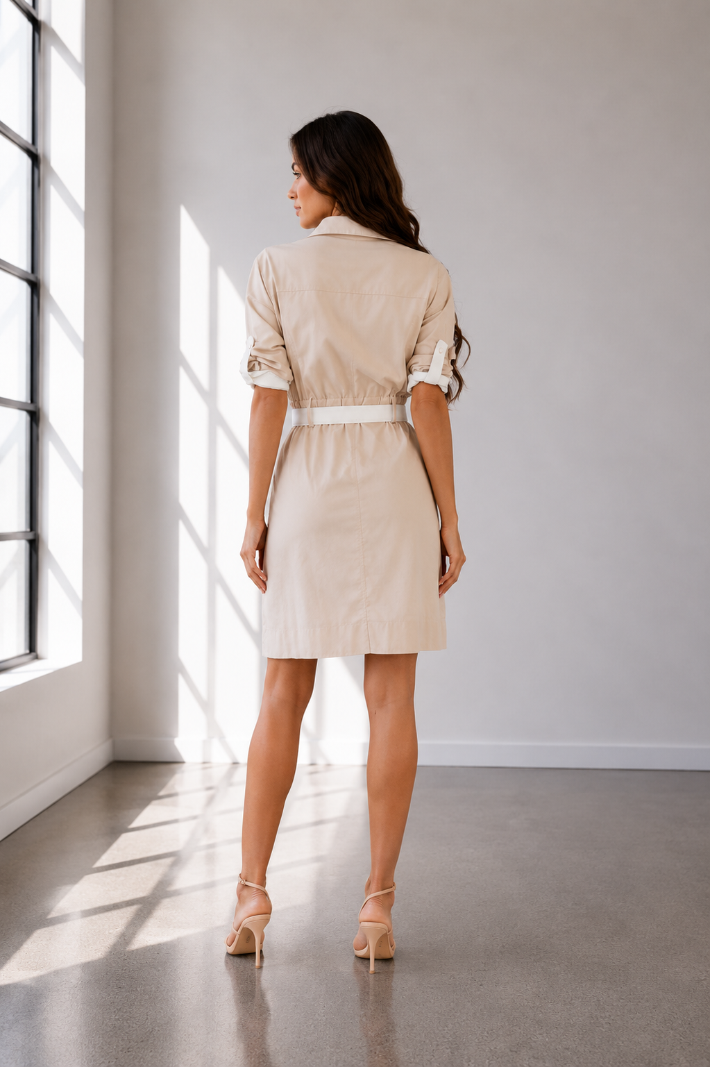 Sand Dune Colorblock Shirt Linen Dress