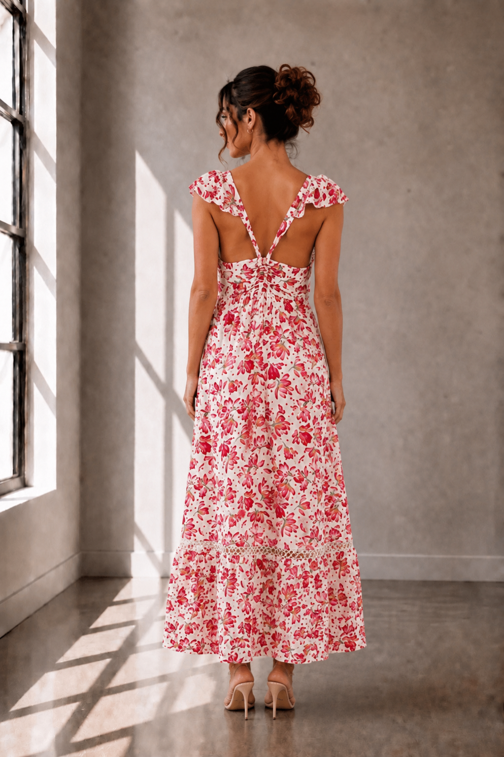 Blushing Garden Open-Back Maxi Dress