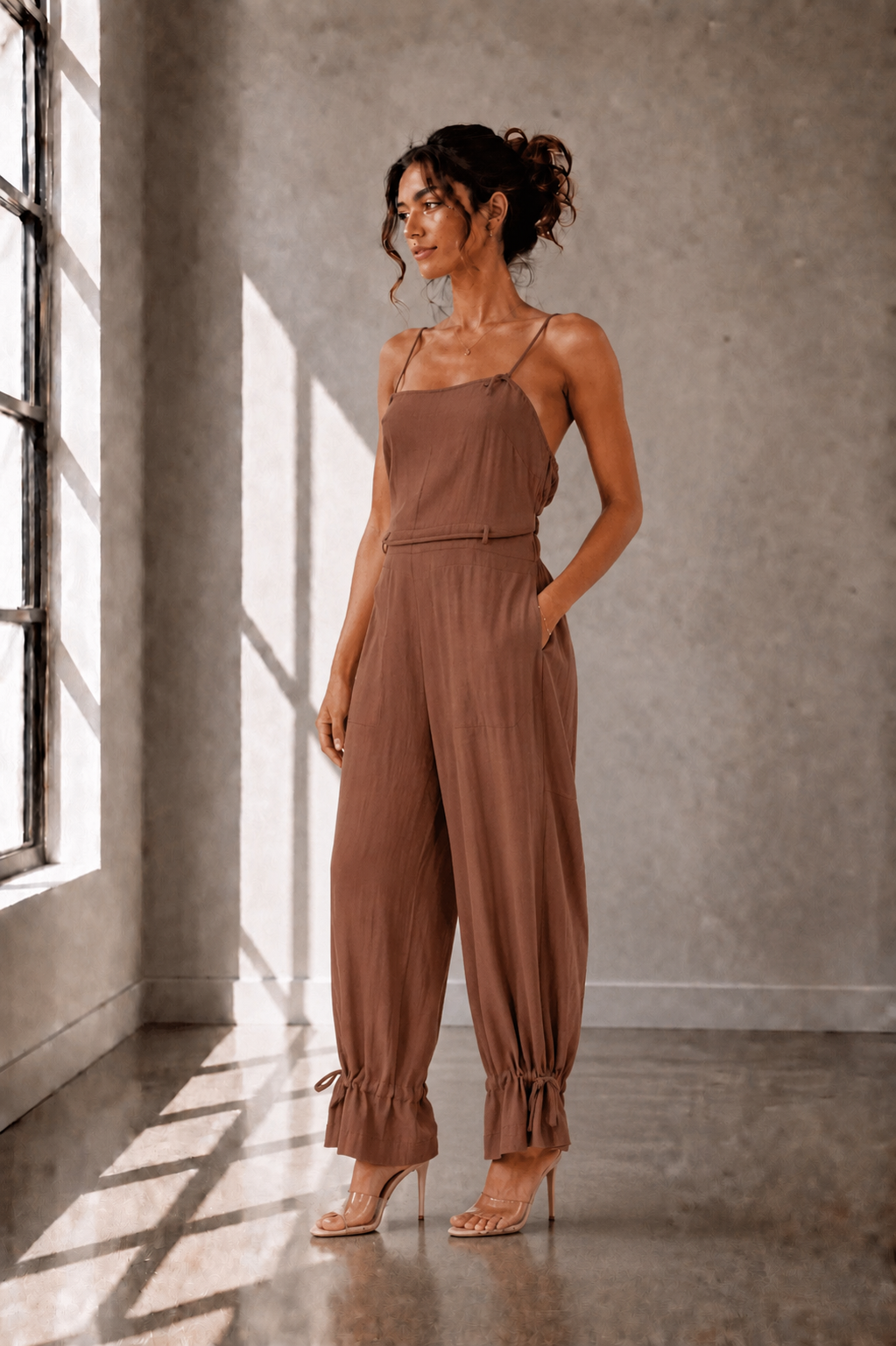 Mocha Muse Linen Blend Jumpsuit