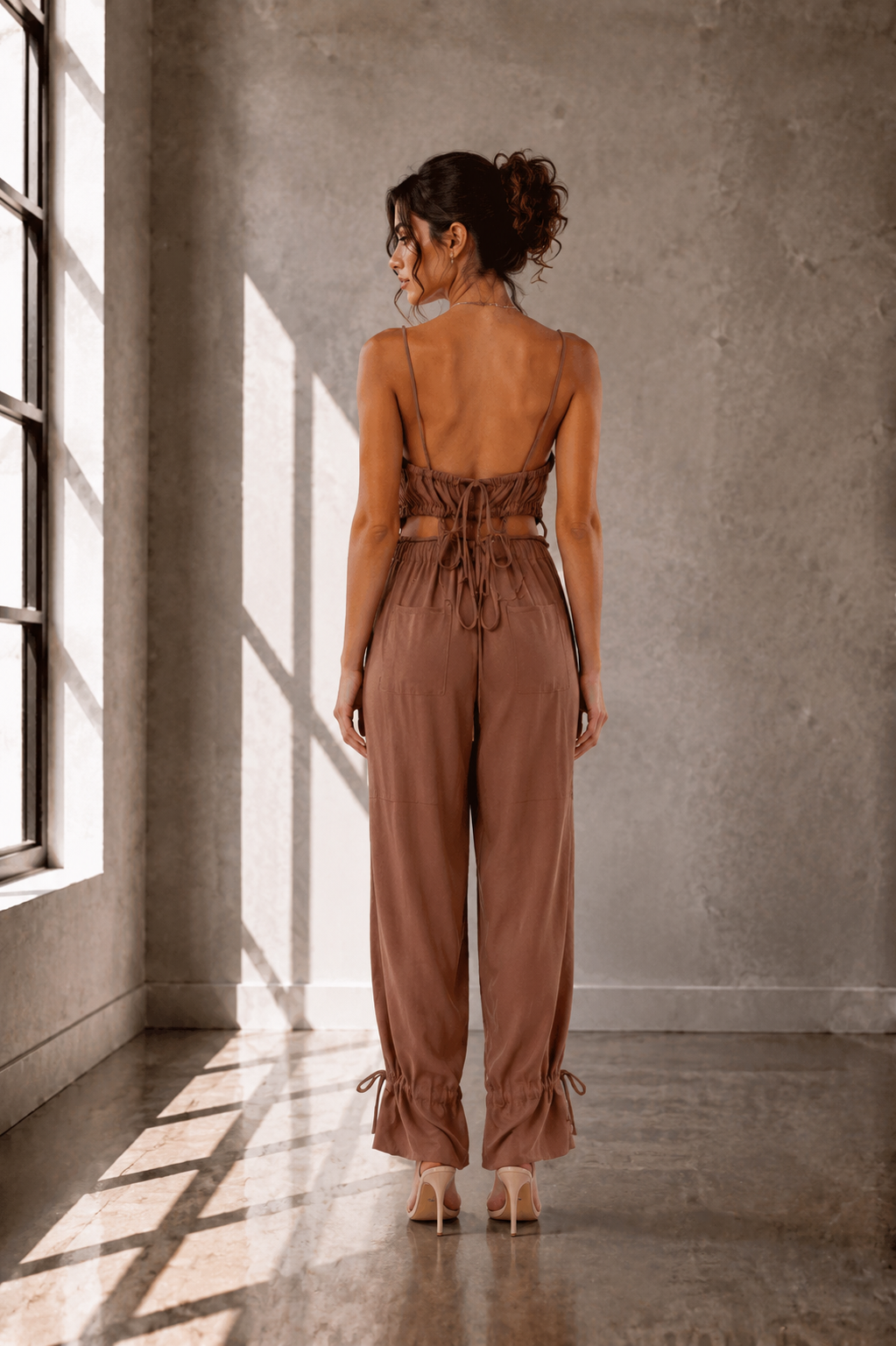 Mocha Muse Linen Blend Jumpsuit