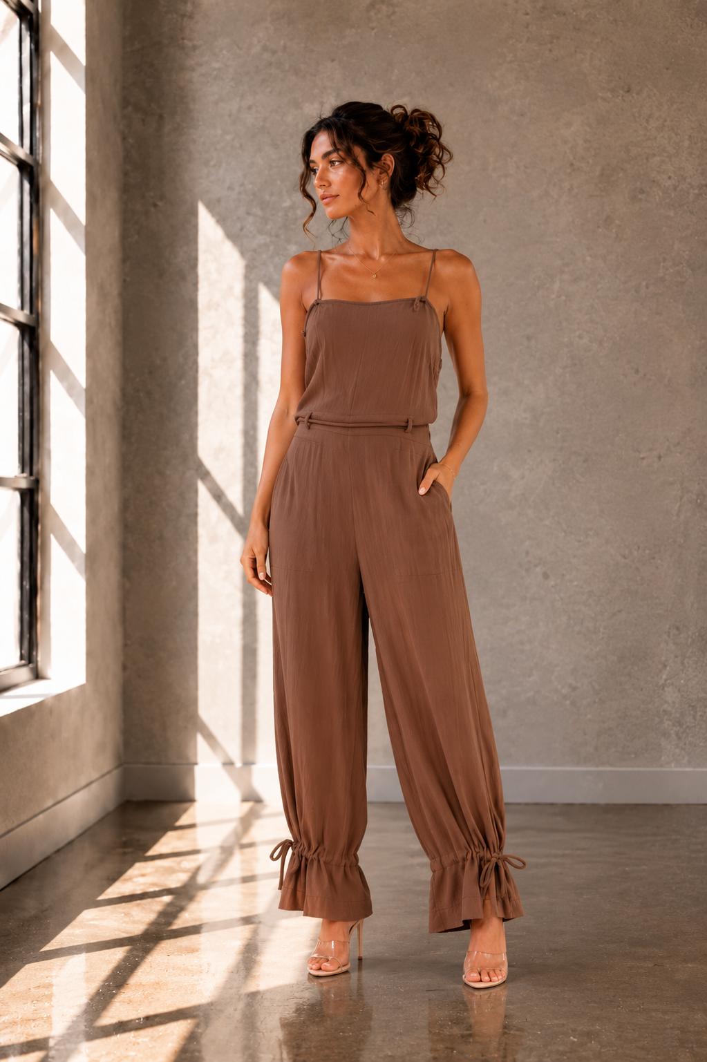 Mocha Muse Linen Blend Jumpsuit