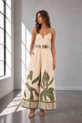 Palm Breeze Belted Wide-Leg Jumpsuit