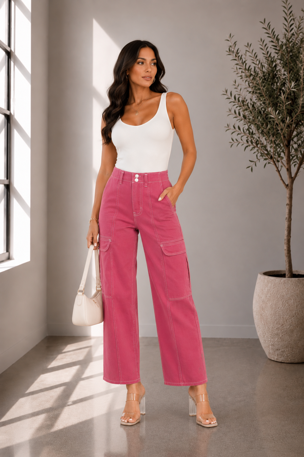 Rosewood Cargo Wide-Leg Pants