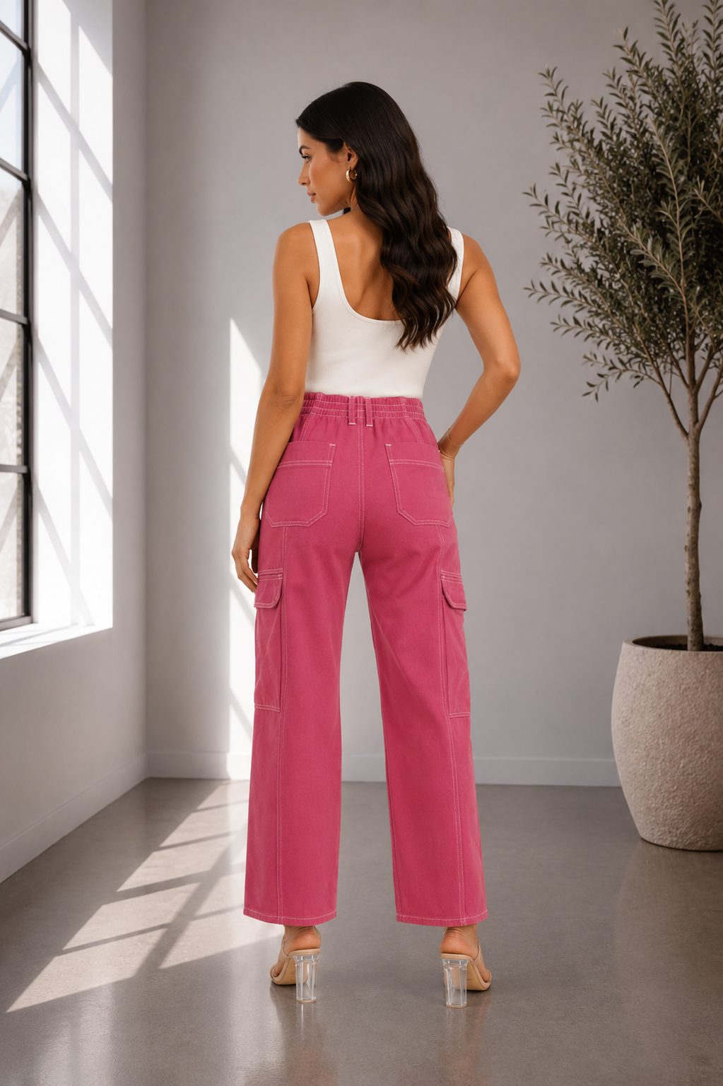 Rosewood Cargo Wide-Leg Pants