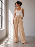 Sahara Linen Wide Leg Pants in Taupe