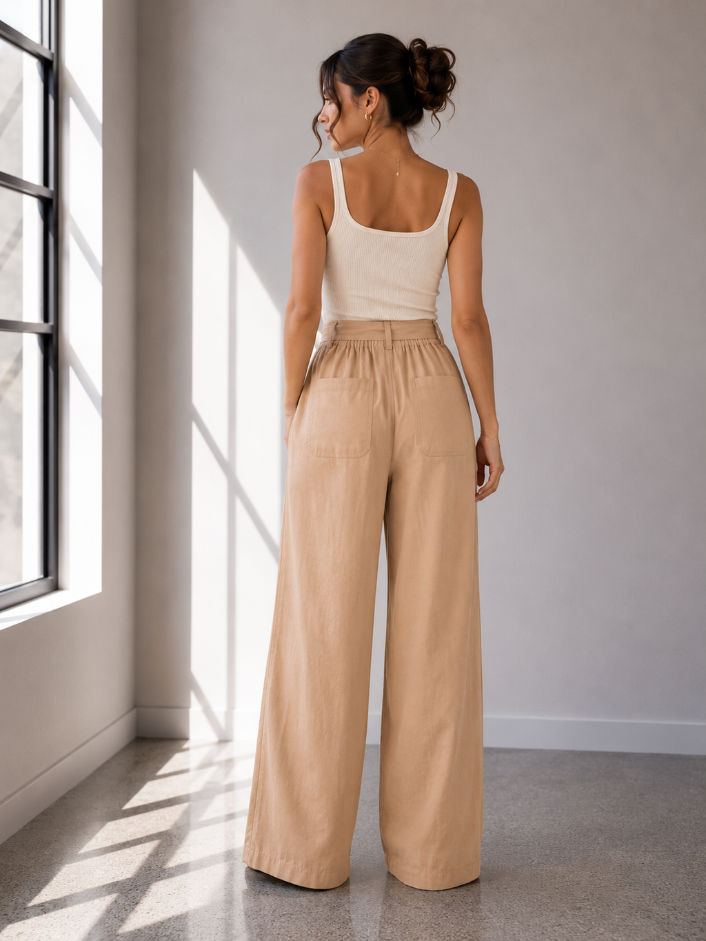 Sahara Linen Wide Leg Pants in Taupe